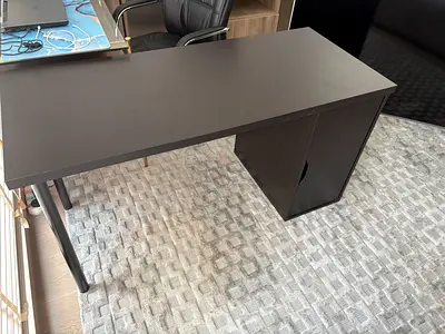 ALEX IKEA dark wood office desk with storage cabinet - perfect condition