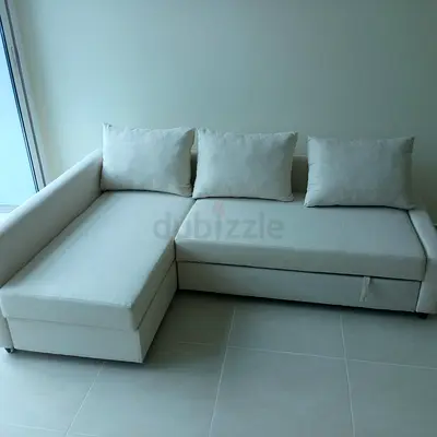 Modern Beige L-Shaped Sofa Bed with storage