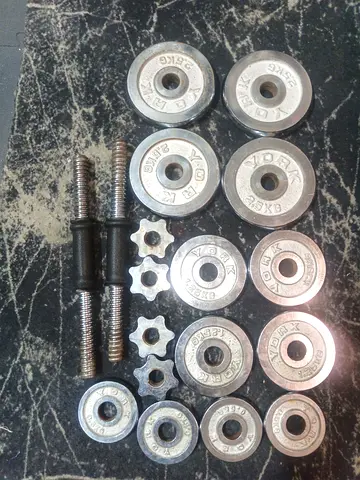 20 kg Set of York adjustable dumbbell plates and handles - total 10kg (approx)