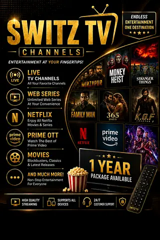 Switz TV Streaming App / 1 Year Package Available