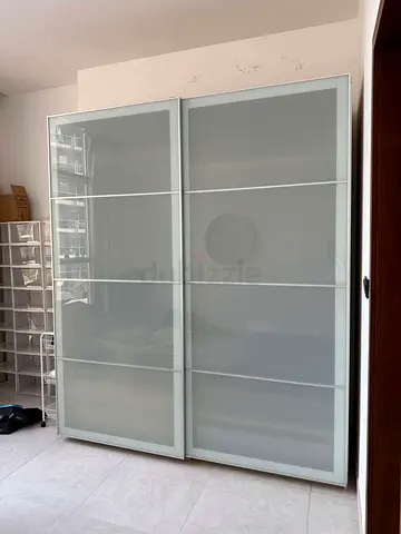 Large Sliding Door Wardrobe with Frosted Glass Panels - Good Condition