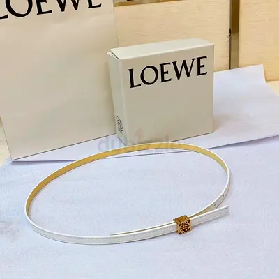 White Loewe Anagram Slim Leather Belt - Size Small