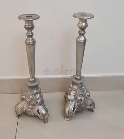 Pair of vintage silver decorative candle holders (set of 2)