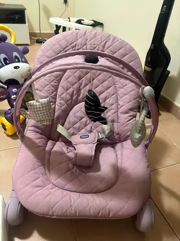 Light pink Chicco baby bouncer / rocker, and walkers