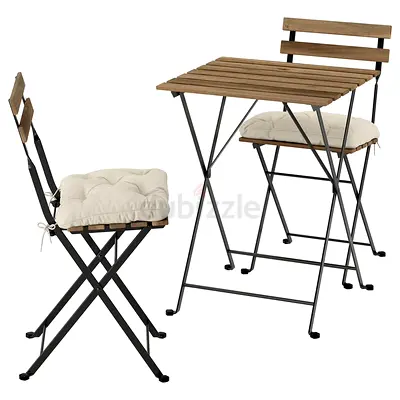 Ikea TÄRNÖ
Table+2 chairs, outdoor, black/light brown stained foldable/foldable
Kuddarna light grey-