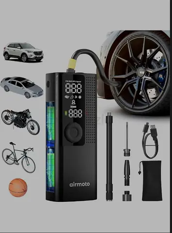 Airmoto Portable Air Compressor - 120 PSI Smart Cordless Tyre Inflator for Cars, Bikes & Balls
