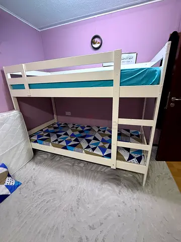 Ikea Bunk Bed 2 Pcs , Good condition - Only 2 screws missing, Including 4 mattresses not much used