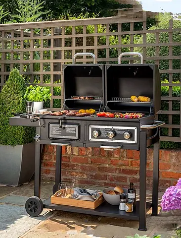 Uniflame DUAL Gas and Charcoal Barbecue Grill Outdoor Garden PATIO smoker BBQ