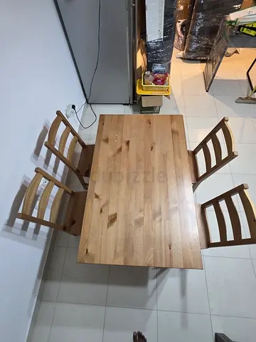 Wooden Dining Table with 4 Chairs