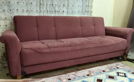 3-seater mauve fabric sofa with storage