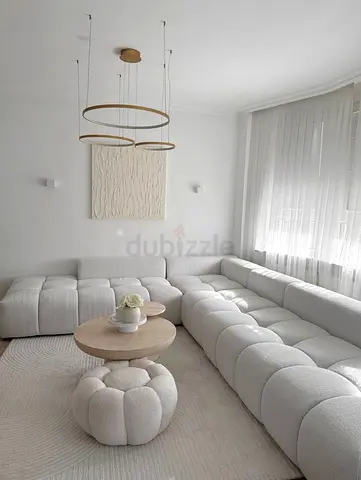 Large Modular White Tufted Corner Sofa - Comfortable L Shape Set