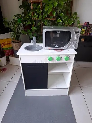 Wooden Kids Play Kitchen with Microwave and Sink - Good Condition