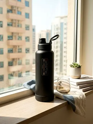 Premium Matte Black Insulated Sports Water Bottle (Brand New)