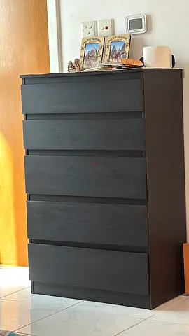 IKEA MALM 5 drawer Chest - Dark Brown/, Good Condition