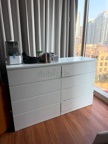 2x IKEA Malm 4 Drawer Chest White