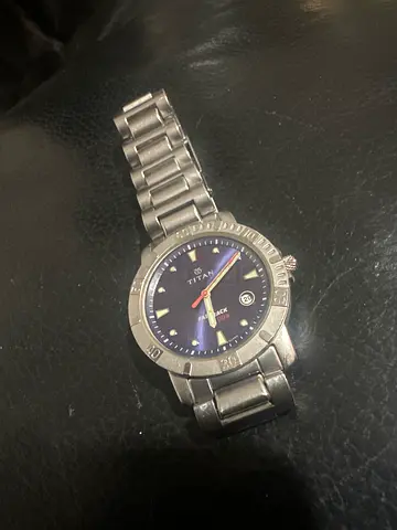 Titan fast track 1998 vintage watch Stainless Steel Men's Analog Wristwatch - Blue Dial working cond