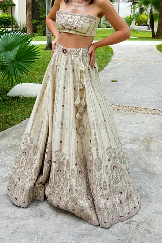 Luxury Hand-Embroidered Raw Silk Lehenga Set – Designer Indian Wedding Wear