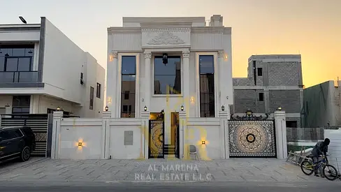 Luxury classic villa for sale in Al Helio 2 – Ajman | Two floors and a roof, full stone facade | Pr
