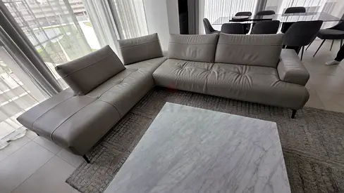 Selling high-quality Italian Original leather L Shape Sofa with adjustable head Rest