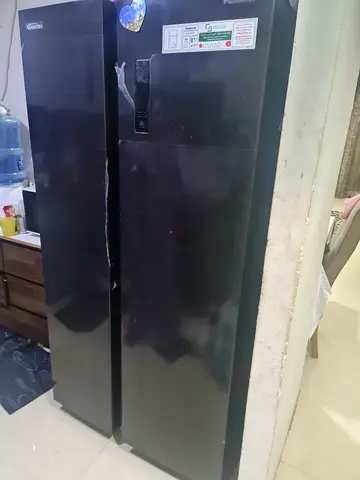 Used Black Side-by-Side Refrigerator - Good Working Condition