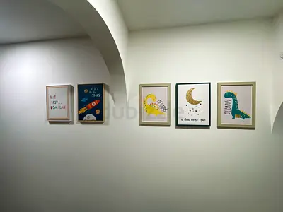 Set of 5 Framed Kids Wall Art Prints - Ready to Hang