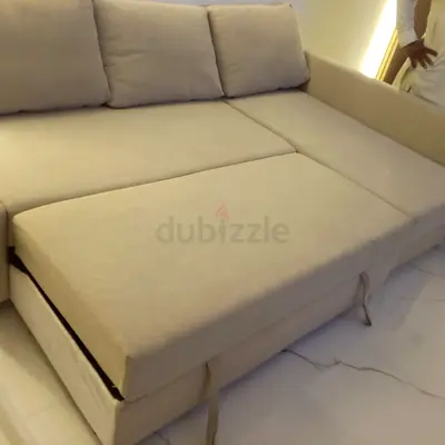 Comfortable L-Shape Sofa Bed in Beige