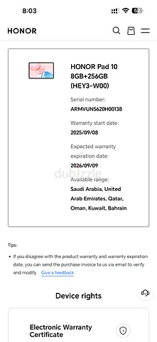 HONOR Pad 10 8GB+256GB (Hey3-W00) - Warranty until Sep 2026