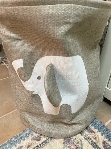 Fabric Baby Toy / Laundry Storage Basket with Elephant Print