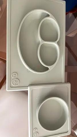 ezpz Silicone Suction Placemat with Bowl - Grey (1 set)