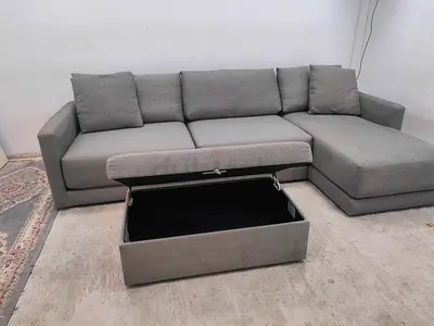 Crate and barrel lshape sofa with ottoman storage model Gather deep
