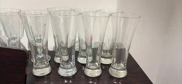 Set of 8 Tall Tulip Glasses - perfect Condition