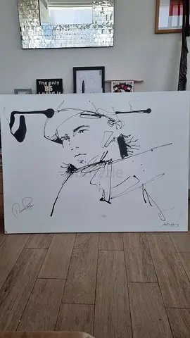 Original signed portrait of golfer Thomas Peiters by artist Mr Drippy