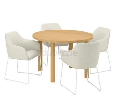 Oak wood Round Dining Table & 4 Chairs