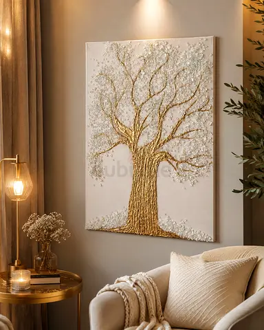 Textured resin Gold Tree Wall Art Canvas - Large Decorative Painting