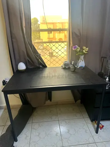 Simple Black Wooden Study/Computer Table - Good Condition