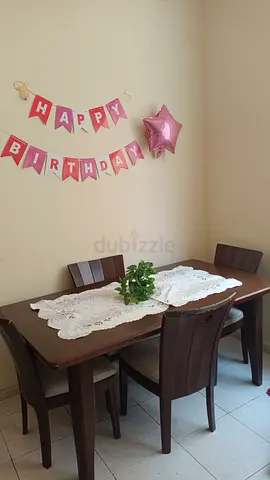 سفره طعام 4 كراسي Wooden 4-Seater Dining Table with Chairs - Dark Brown