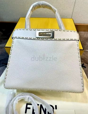 Fendi Peekaboo Medium White Selleria Bag
