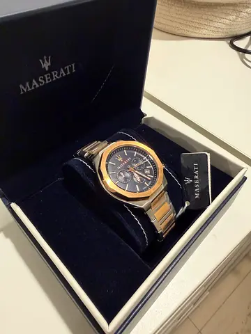 Maserati men's two-tone chronograph watch brand new in original box 45 mm