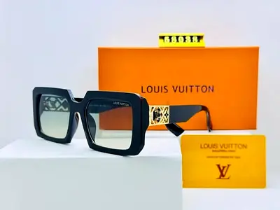 Louis Vuitton Black Square Sunglasses with Gold Accents - Authentic
