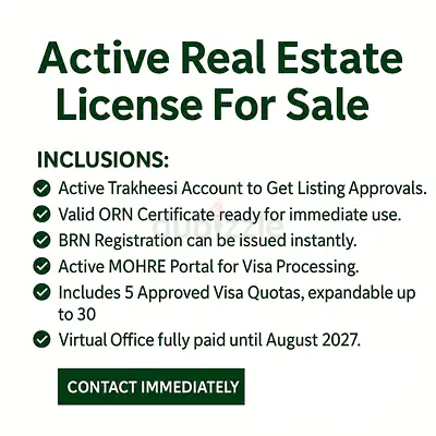 Active ReaL Estate Trade License For SaLe