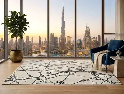 Modern abstract area rug - neutral tones, 160x230cm (approx)