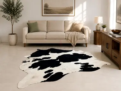Natural Black & White Cowhide Rug