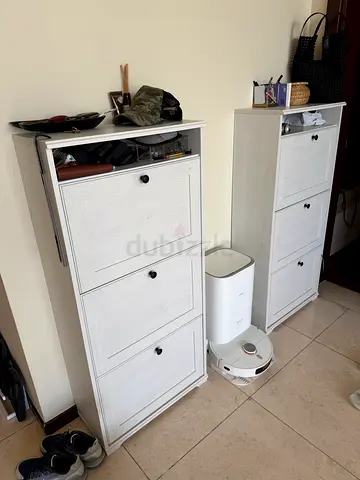 White wooden IKEA shoe cabinet / storage unit - set of 2, good condition