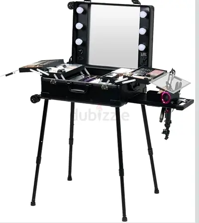 Professional Maylan Portable Makeup Artist table with Mirror & Lights (Foldable) with high chair