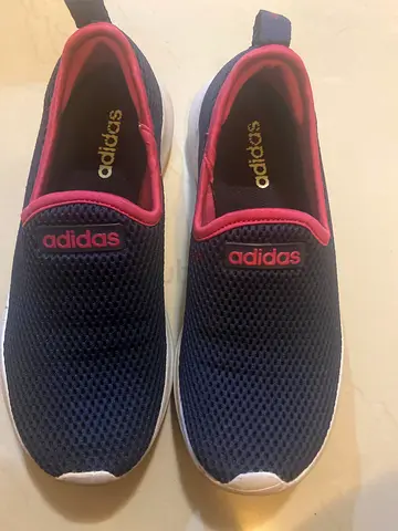 Adidas slip-on mesh sneakers - women’s size (navy with pink trim)