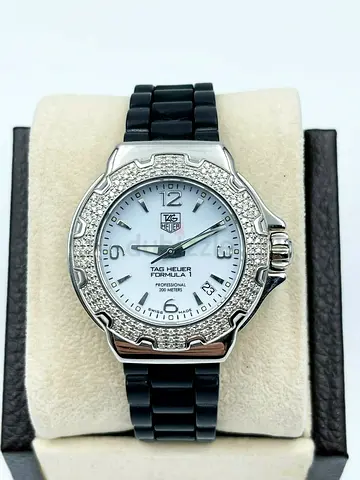 Tag Heuer Ladies Formula One WAC1215 Diamond Bezel Stainless Steel Rubber Strap