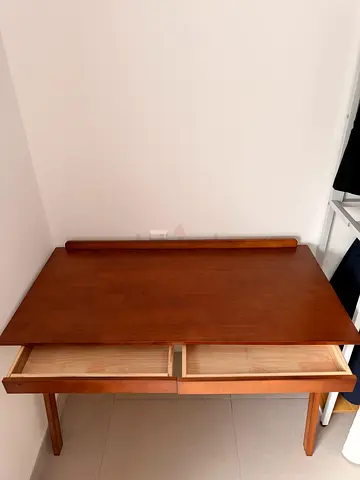 Walnut Solid Wood Cuter Desk Mid Century Modern Home Office Study Table with 2 Drawers