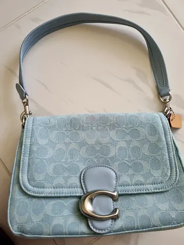 Light blue Coach signature jacquard shoulder bag – small wristlet/shoulder purse