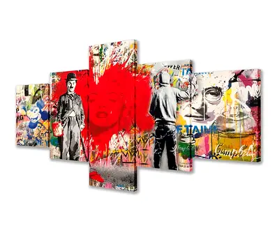 Canvas Wall Art for Living Room Decor Street Chaplin Picture Art Paintings 5 Pcs