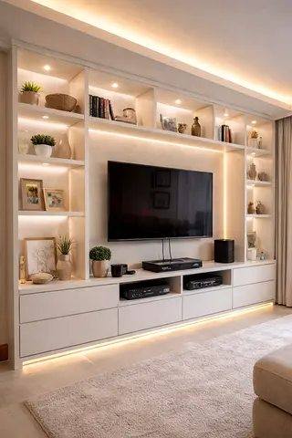 Custom Built-in Entertainment Center with LED Lighting